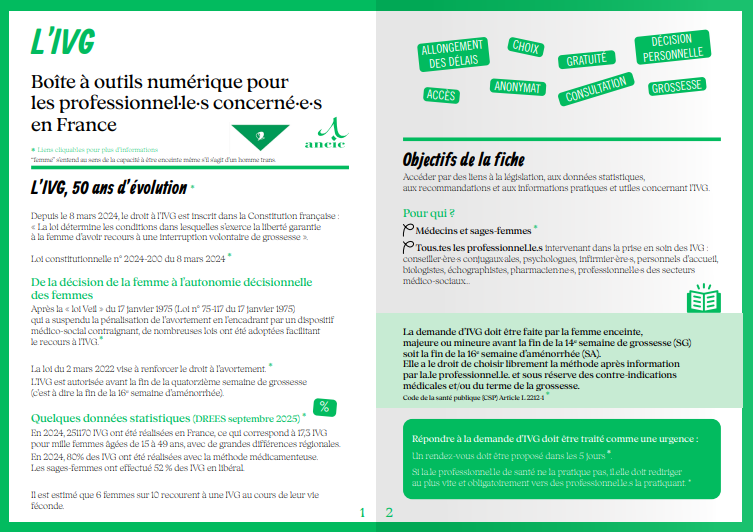 Aperçu — L'IVG Boîte à outils numérique pour les professionnel·le·s concerné·e·s en France